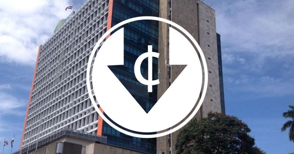 El edificio del INS con un símbolo cruzado de dinero y hacia la baja