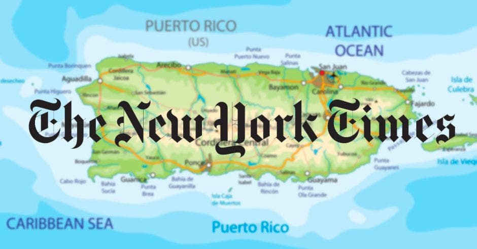 mapa de fondo y logo del New York Times