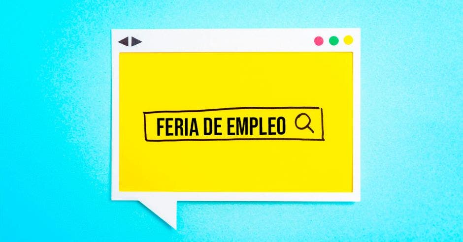 Una ilustración de una feria de empleo web en internet