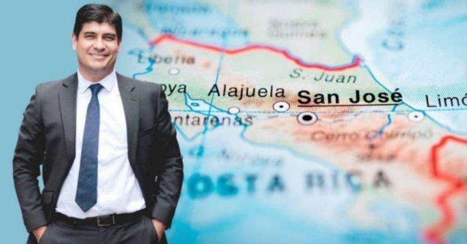 Carlos Alvarado y mapa de Costa Rica