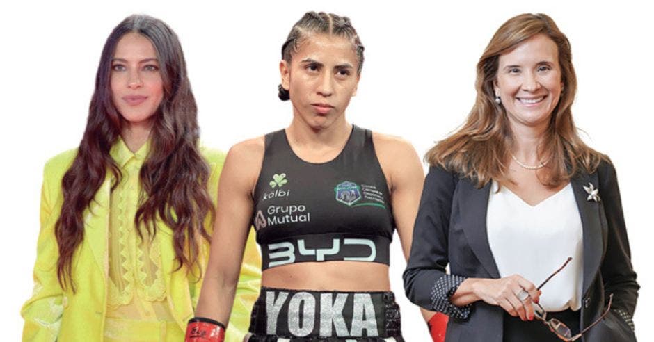 Debi Nova, artista nacional, Yokasta Valle, campeona mundial de boxeo y Gisela Sánchez, presidenta del BCIE se llevaron los reflectores este 2023. Archivo/La República