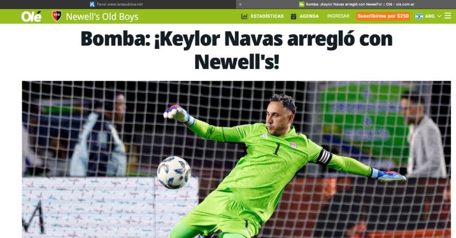 Keylor Navas. Cortesía/La República