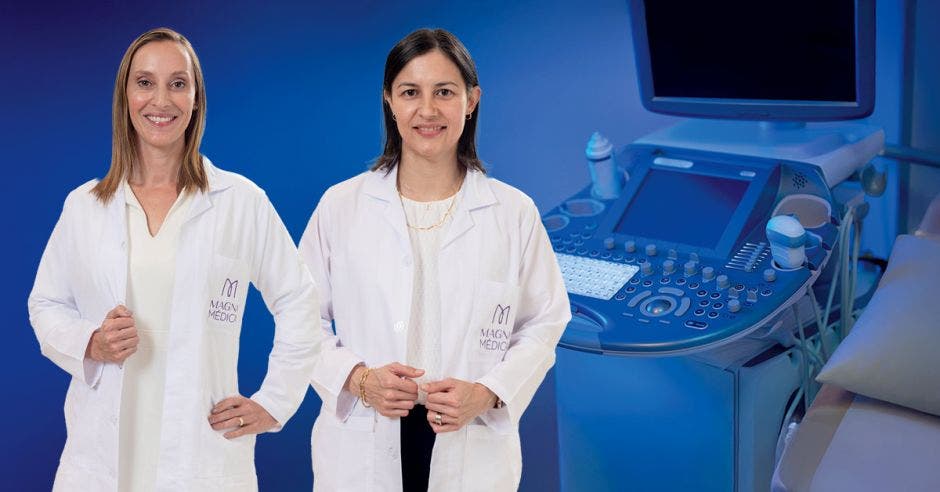 Katherine Gutreiman, especialista en radiología general y musculoesquelética; y Adriana Fonseca, especialista en radiología para adultos y pediatría, ambas de Magna Médica