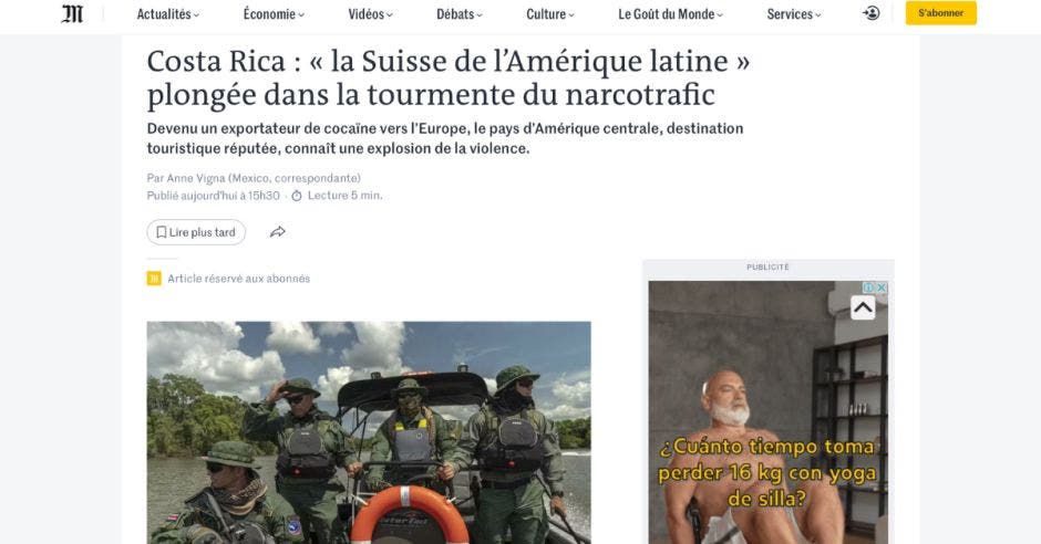 Le Monde destaca que desde 2019, las autoridades portuarias de Europa han incautado al menos 88 toneladas de cocaína con origen en Costa Rica. Cortesía/La República.