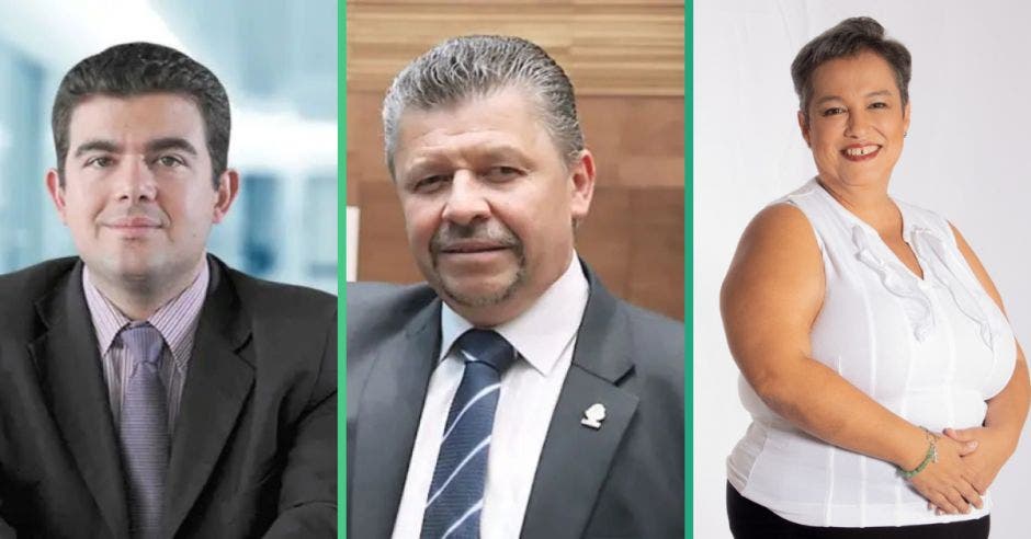 Álvaro Ramos, Gilberth Jiménez y Carolina Delgado están en un mano a mano por la candidatura del PLN. Cortesía/La República.